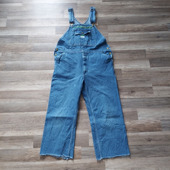 Cropped Raw Hem Liberty Bib Overalls Size 40 - Picture 2 of 16